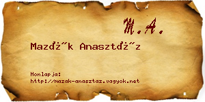 Mazák Anasztáz névjegykártya